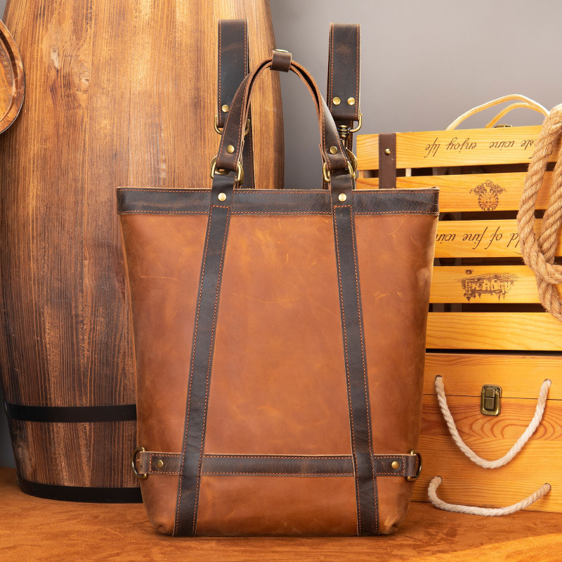 Marute tikros odos verslo kuprinė su Crazy Horse apdaila, 20–35L, modelis 8014, vyrams