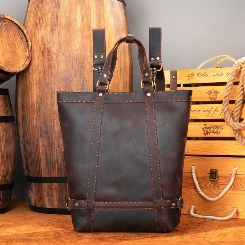 Marute tikros odos verslo kuprinė su Crazy Horse apdaila, 20–35L, modelis 8014, vyrams