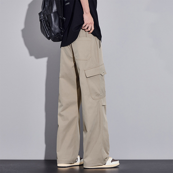 Ανδρικά παντελόνια Ice Silk cargo, καλοκαίρι λεπτά, ίσια χαλαρή γραμμή, γρήγορο στέγνωμα, 100% πολυεστέρας