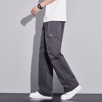 Ανδρικά παντελόνια Ice Silk cargo, καλοκαίρι λεπτά, ίσια χαλαρή γραμμή, γρήγορο στέγνωμα, 100% πολυεστέρας