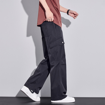 Ανδρικά παντελόνια Ice Silk cargo, καλοκαίρι λεπτά, ίσια χαλαρή γραμμή, γρήγορο στέγνωμα, 100% πολυεστέρας