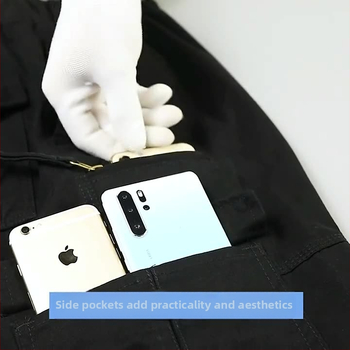 Ανδρικά παντελόνια εργασίας για καθημερινή χρήση, με χαλαρή γραμμή, βαμβακερά, μεσαία μέση, φερμουάρ, ίσιο κόψιμο, πολλά τσέπες