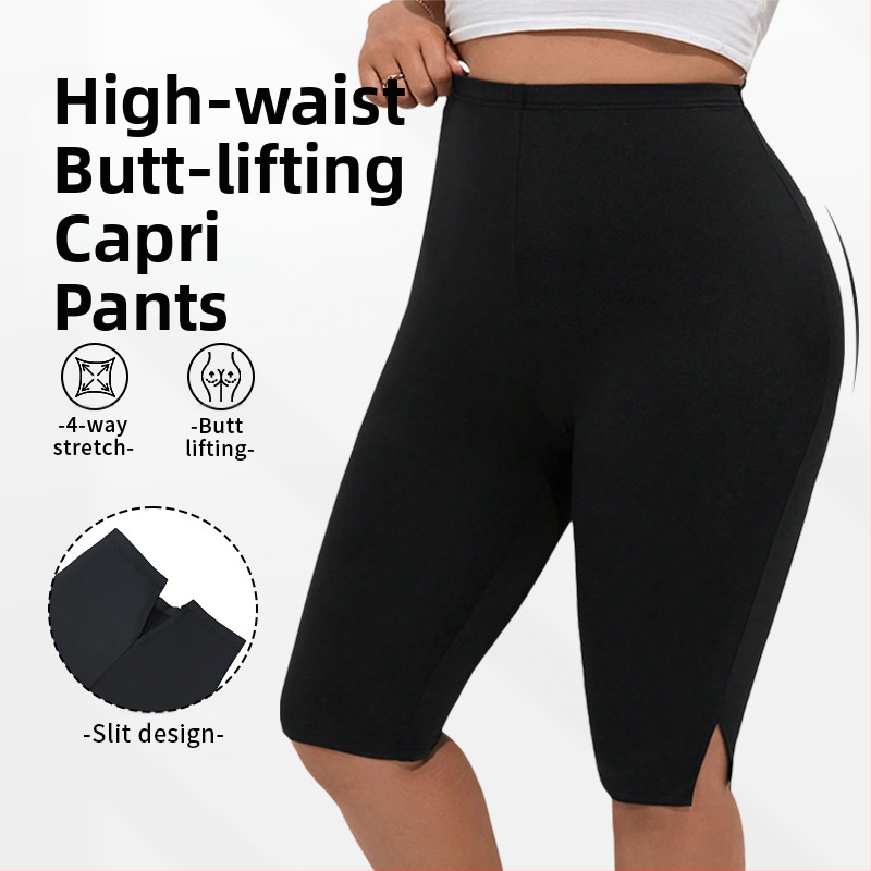 Дамски клин за йога с висока талия, петчастна дължина, стегнато прилягане, полиестер, висока еластичност