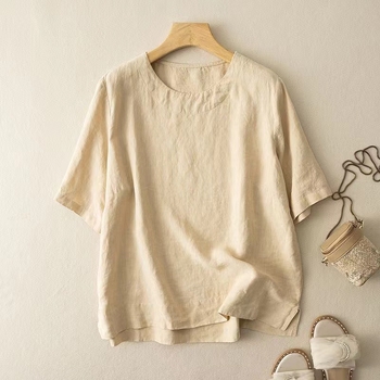 Ženski ljetni T‑shirt s umjetničkim retro dizajnom, višebojni, opuštenog kroja, kratki rukavi, okrugli izrez