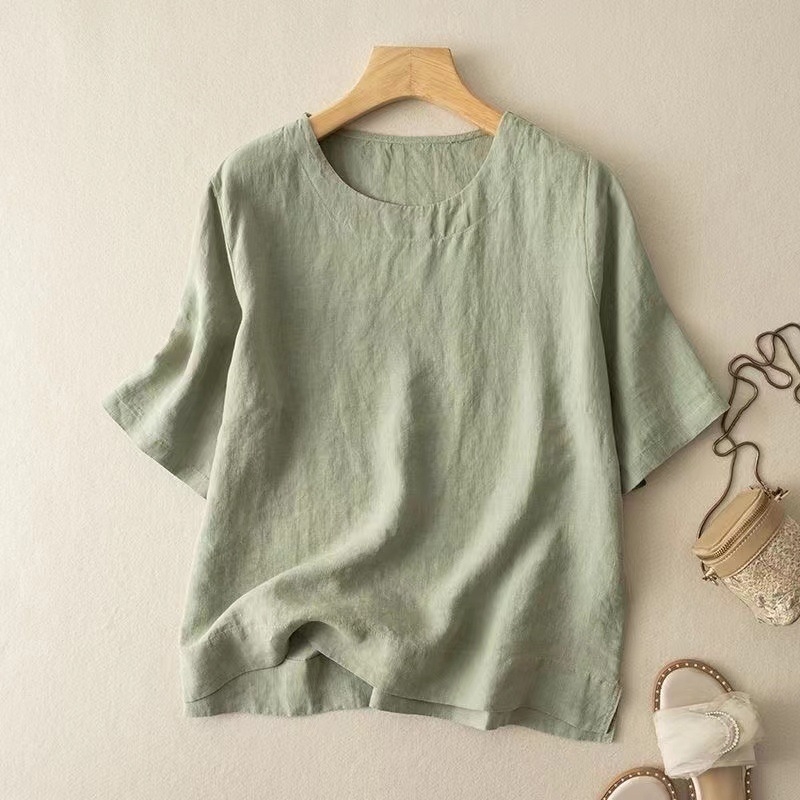 Ženski ljetni T‑shirt s umjetničkim retro dizajnom, višebojni, opuštenog kroja, kratki rukavi, okrugli izrez