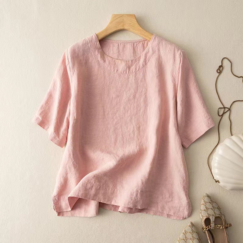 Ženski ljetni T‑shirt s umjetničkim retro dizajnom, višebojni, opuštenog kroja, kratki rukavi, okrugli izrez