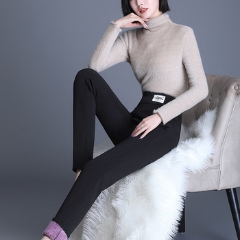 Леггинси от фалшива агнешка вълна, полиестер 95%, средна дебелина, стегнат силует