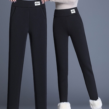 Леггинси от фалшива агнешка вълна, полиестер 95%, средна дебелина, стегнат силует