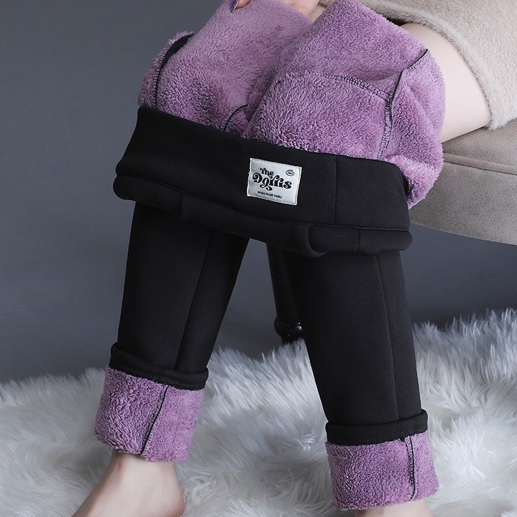 Леггинси от фалшива агнешка вълна, полиестер 95%, средна дебелина, стегнат силует