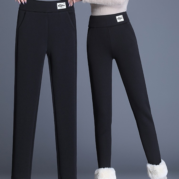 Леггинси от фалшива агнешка вълна, полиестер 95%, средна дебелина, стегнат силует