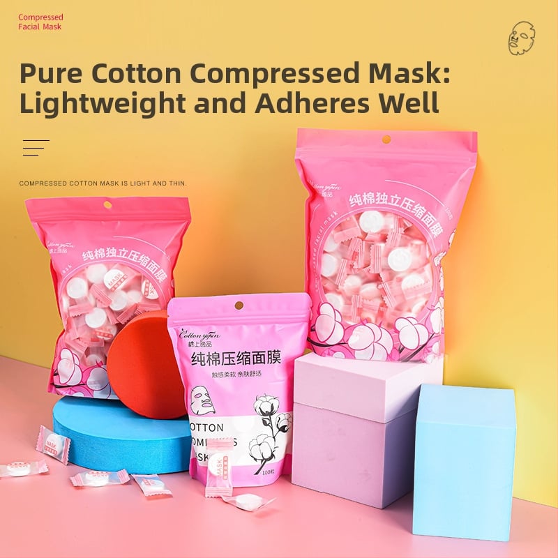 Pamut tömörített arcbőrmaska, ultra vékony selyem réteggel, nedves kompresszióhoz a spa-ban, egyetlen használat, táplál és hidratál