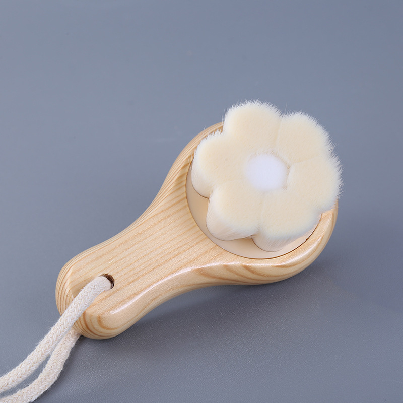 Βούρτσα καθαρισμού προσώπου με ξύλινη λαβή, χειροποίητη, για βαθύ καθαρισμό των πόρων