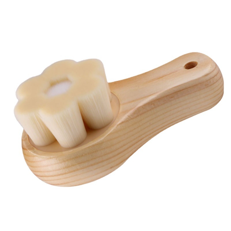 Βούρτσα καθαρισμού προσώπου με ξύλινη λαβή, χειροποίητη, για βαθύ καθαρισμό των πόρων