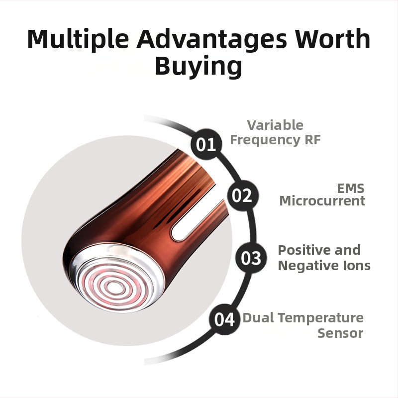 Veido odos priežiūros įrenginys su radijo dažnio terapija, ultragarsu, raudonosios šviesos terapija ir EMS mikro srovės masažu – nešiojamas, IPX6 vandeniui atsparus
