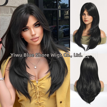 Emmor LC2068-8 garā viļņota parūka ar astoņām bārkstēm, augstas temperatūras šķiedra, mehāniska konstrukcija, var krāsot, pilna galvas pārklājums