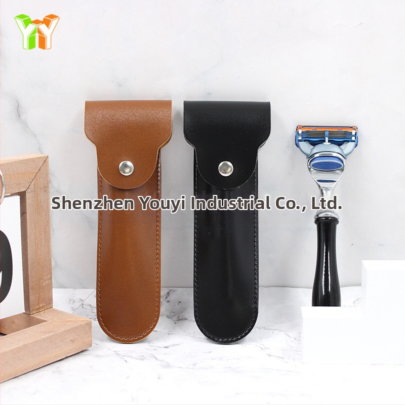 Ръчна самобръсначка с PU кожен калъф, ретро стил за съхранение, едно острие, пакет 600