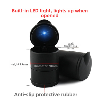 Τασάκι αυτοκινήτου με LED νυχτερινό φως, ανθεκτικό σε υψηλές θερμοκρασίες, universal 4S με καπάκι