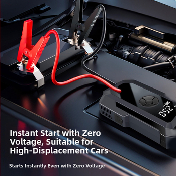 Φορητή αντλία αέρα αυτοκινήτου, ασύρματη, με ψηφιακή οθόνη, φωτισμό και φόρτιση USB — 14.8V, έως 80W, 30 L/min