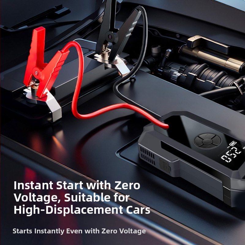 Портативна автомобилна помпа за въздух, безжична, цифров дисплей, осветление и USB зареждане — 14.8V, до 80W, 30 л/мин