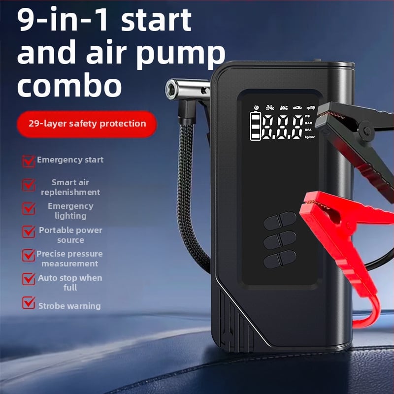 Φορητή αντλία αέρα αυτοκινήτου, ασύρματη, με ψηφιακή οθόνη, φωτισμό και φόρτιση USB — 14.8V, έως 80W, 30 L/min