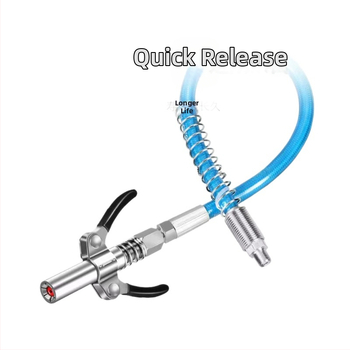 Ακροφύσιο για πιστόλι γράσου με κλείδωμα τύπου σφιγκτήρα, υψηλής πίεσης, διπλό χειριστήριο, αυτο-κλείδωμα, επίπεδη κεφαλή