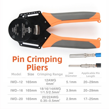 IWISS IWD-12/16/20 Χειροκίνητες πένσες συμπίεσης για Dechi συνδετήρες, 4-σημείων crimp, Ατσάλι εργαλείων, Εξοικονόμηση εργασίας, 0,32 kg