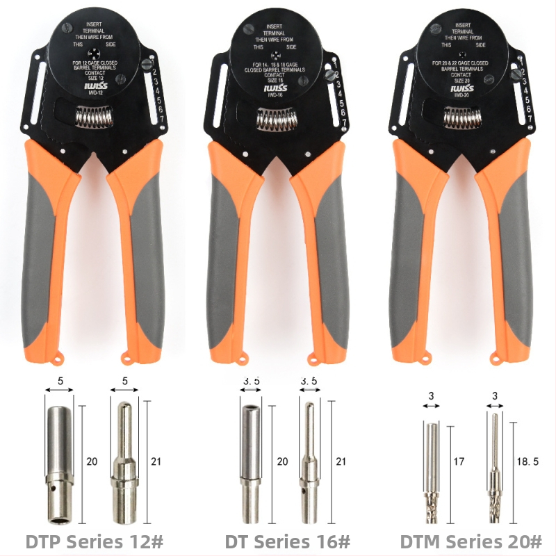 IWISS IWD-12/16/20 Ръчни клещи за обжим за Dechi конектори, 4-точков обжим, инструментална стомана, спестяващ труд, 0,32 кг