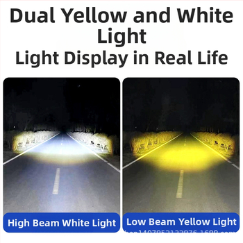 LED мотоциклетен фар прожектор, двуцветен жълто-бял, 12-80V (3000lm, 10W, MN-001, водоустойчив)