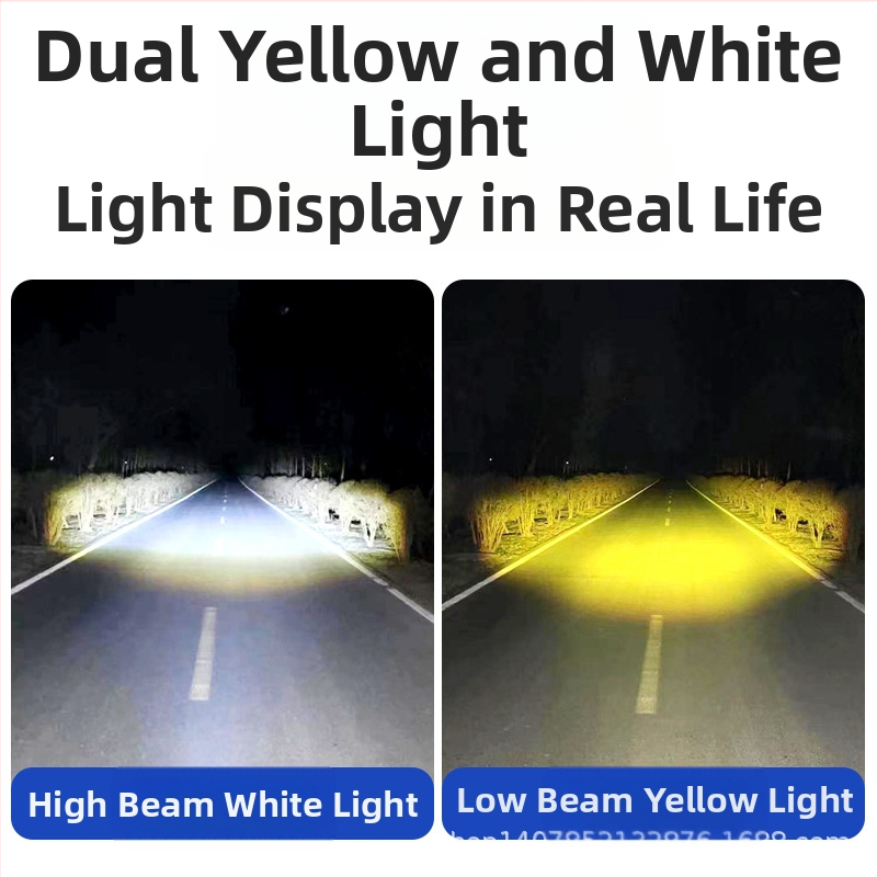 LED мотоциклетен фар прожектор, двуцветен жълто-бял, 12-80V (3000lm, 10W, MN-001, водоустойчив)