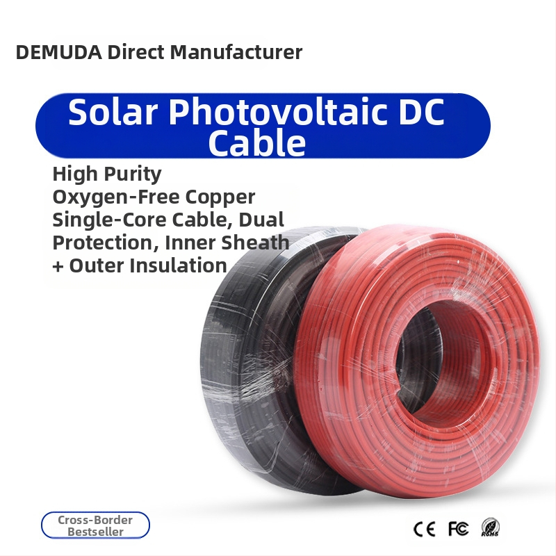 PV DC кабел за фотоволтаични системи, мед с висока чистота, сечение 2.5–35 мм², PV1-F двойно изолирана обвивка, CE и 3C сертифициран