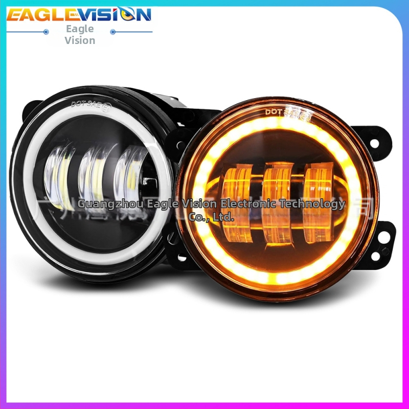 LED ködlámpa Jeep Wrangler terepjáró SUV-hoz alumínium házban, 6000K színhőmérséklet, tükröző kupak, 0.75 A áram