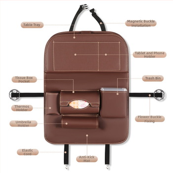 Кожена чанта за съхранение за задната част на автомобилната седалка — водоустойчива, устойчива на компресия, персонализираема, с печат на лого
