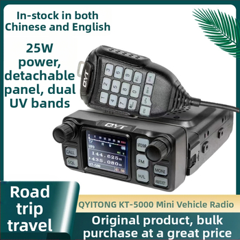 Quanyitong QYT KT-5000 autóba szerelt teljes készülék, 25W, UV frekvenciájú tartomány, 10-50 km hatótávolság