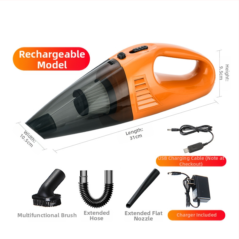Autó mini kézi porszívó, 12V, 3500Pa, hordozható nedves-száraz tisztítás