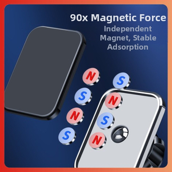 Магнитен държач за телефон за автомобил, въртене 360°, монтаж на въздухоотвод, универсална съвместимост, тегло 103 г