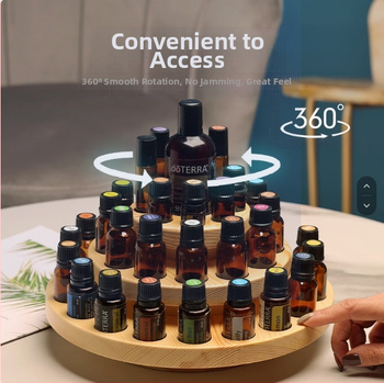 Βάση επίδειξης αιθέριων ελαίων, 39 θήκες, περιστρεφόμενη 360°, τριών επιπέδων ξύλινο επιτραπέζιο οργανωτής Runner