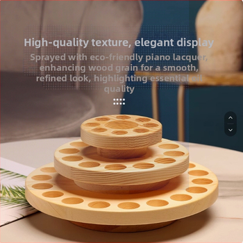 Βάση επίδειξης αιθέριων ελαίων, 39 θήκες, περιστρεφόμενη 360°, τριών επιπέδων ξύλινο επιτραπέζιο οργανωτής Runner