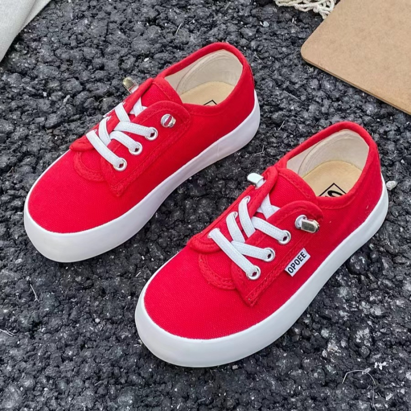 Детски обувки с нисък връх от плат, ластик за закопчаване, корейски стил, пролет и есен (горна част от плат; подметка от гума; вулканизирани шевове)