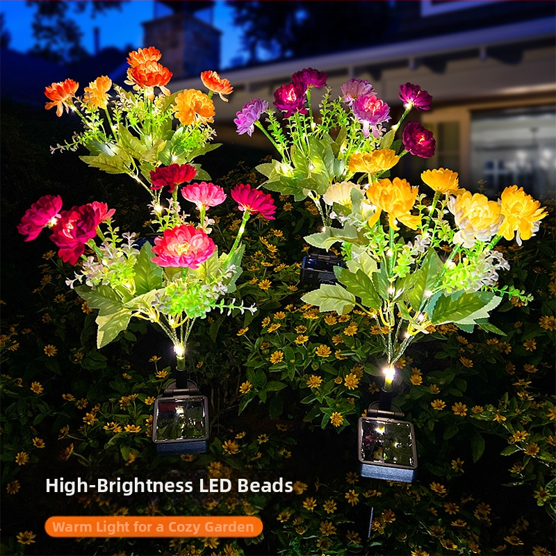 Външен соларен LED фенер снежен лотос — ABS, IP65, 0.2W, 6–12 ч