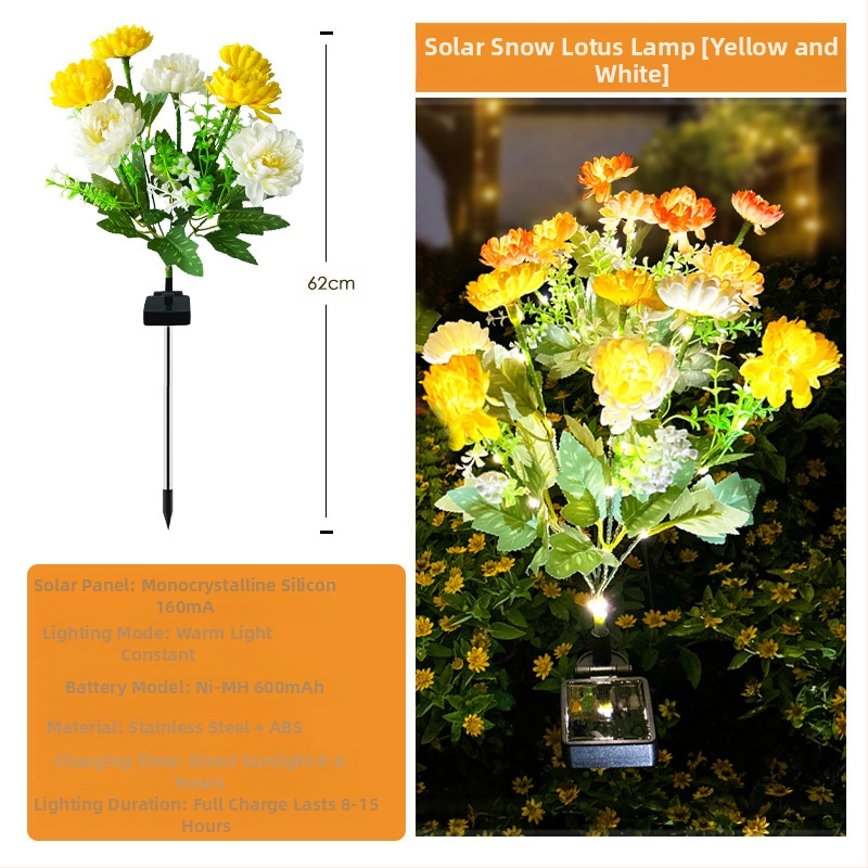 Lanteră LED solară pentru exterior Snow Lotus Lantern — ABS, IP65, 0.2W, 6–12h
