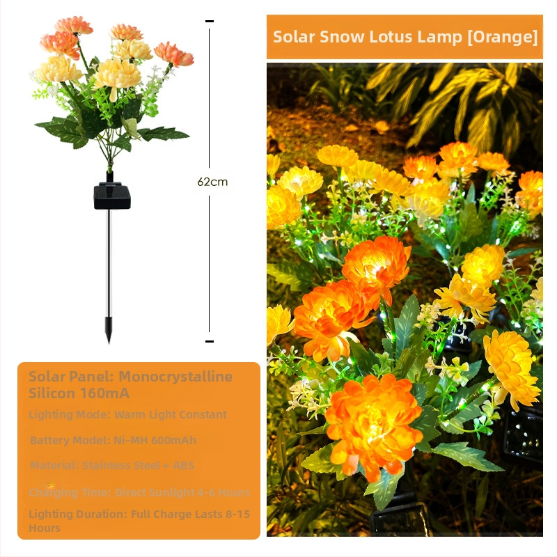 Lanteră LED solară pentru exterior Snow Lotus Lantern — ABS, IP65, 0.2W, 6–12h