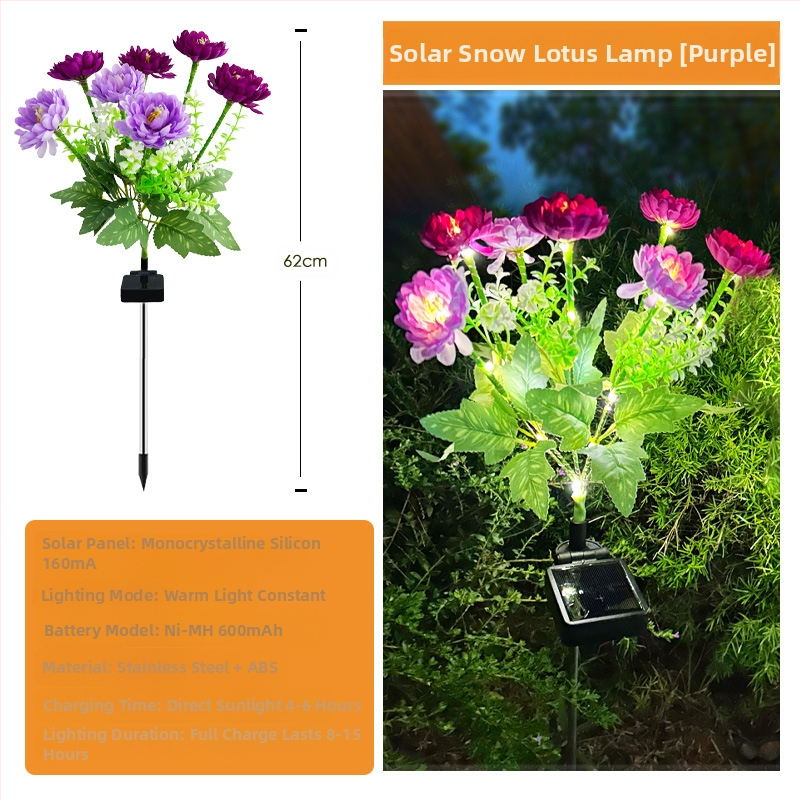 Lanteră LED solară pentru exterior Snow Lotus Lantern — ABS, IP65, 0.2W, 6–12h