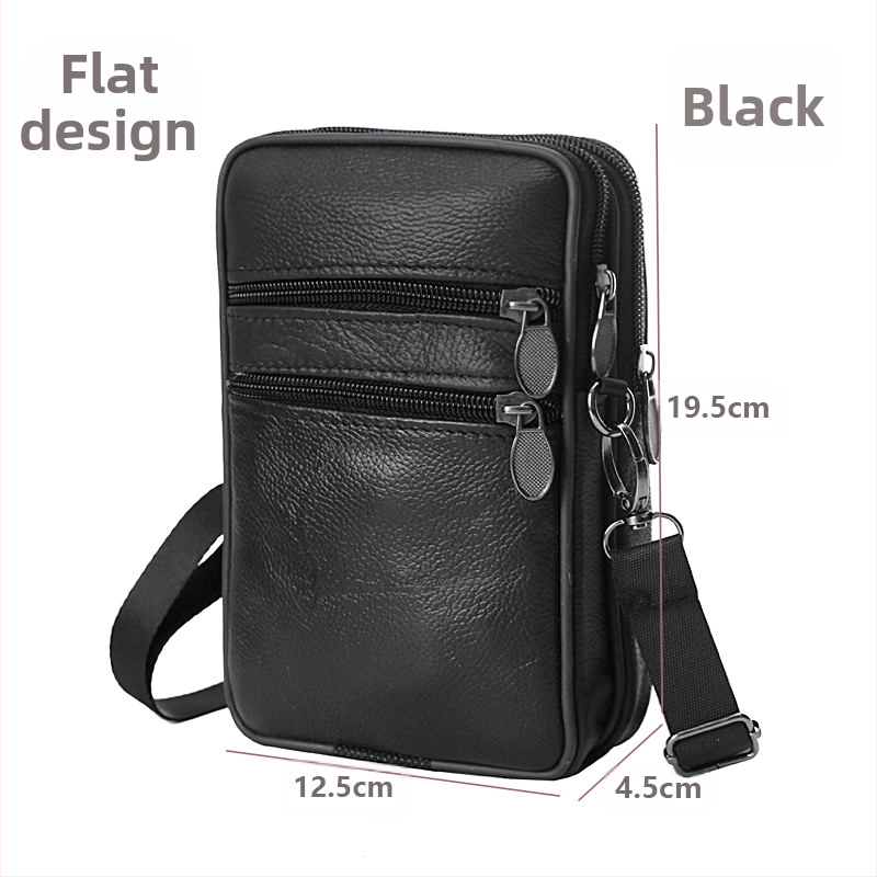 Mobiltelefon táska, valódi bőr, első réteg marhabőrből, függőleges négyzet alak, férfiaknak, poliészter bélés, szabadidős utazásokhoz