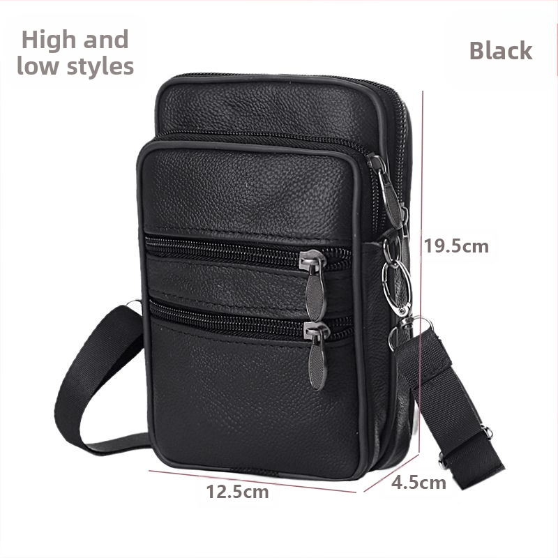 Mobiltelefon táska, valódi bőr, első réteg marhabőrből, függőleges négyzet alak, férfiaknak, poliészter bélés, szabadidős utazásokhoz