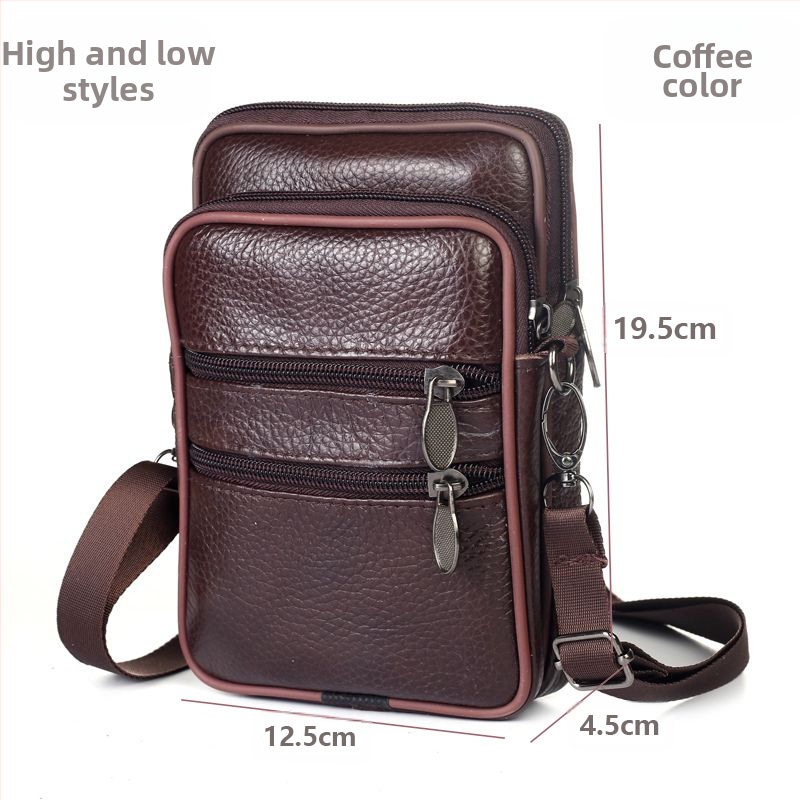 Mobiltelefon táska, valódi bőr, első réteg marhabőrből, függőleges négyzet alak, férfiaknak, poliészter bélés, szabadidős utazásokhoz