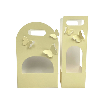 Οβάλ κουτί δώρου για μπουκέτο λουλουδιών, χαρτόνι, χειροποίητο, διάτρητο σχέδιο από χαρτί, λαβή πεταλούδας, μάρκα Qianxi Packaging