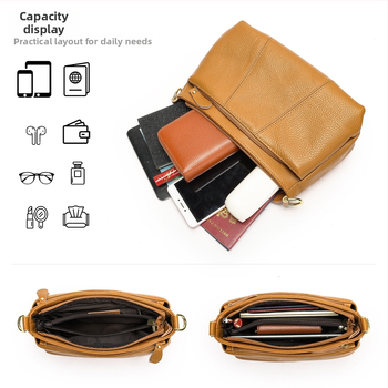 WESTAL Γυναικεία δερμάτινη τσάντα ώμου / Crossbody, δέρμα πρώτου στρώματος βοοειδών, οριζόντιου τετράγωνου σχήματος, φερμουάρ, αστικός μινιμαλιστικός σχεδιασμός