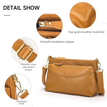 WESTAL Γυναικεία δερμάτινη τσάντα ώμου / Crossbody, δέρμα πρώτου στρώματος βοοειδών, οριζόντιου τετράγωνου σχήματος, φερμουάρ, αστικός μινιμαλιστικός σχεδιασμός