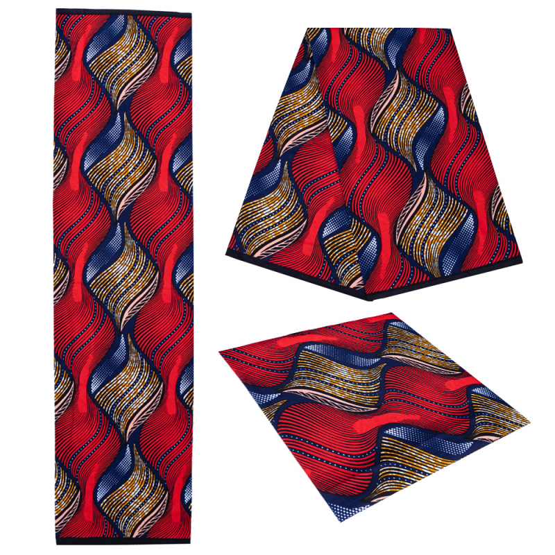 Afrikos batiko medvilnės kaliko audinys su dvipuse geometrijos spauda — 100% medvilnė, vaškinis dažymas, audinys; panaudojimas: skrybėlėms, megztiniams, krepšiams, pagalvėms ir drabužiams.