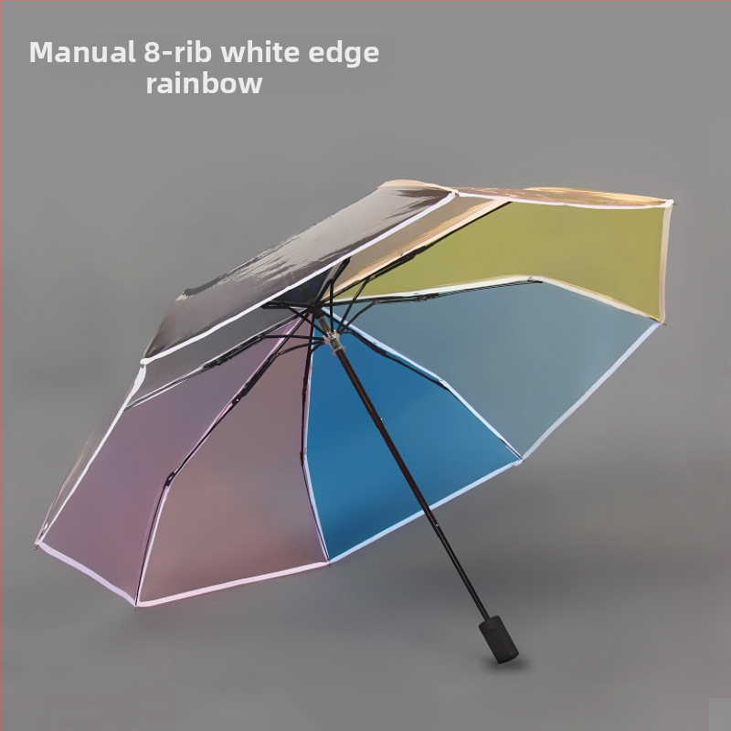 Háromszakaszos átlátszó összecsukható esernyő, teljesen automata, PVC borítás, 10 rostból álló bordák, acél szár, gumírozott markolat, logó nyomtatás, testreszabás